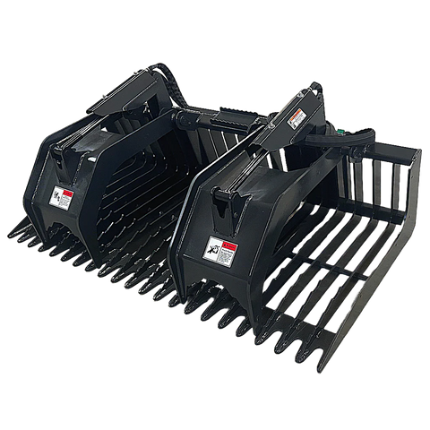 Stout Skid Steer Heavy Duty 3″ Tine Spacing Rock Bucket Grapple | Grade 50 Steel