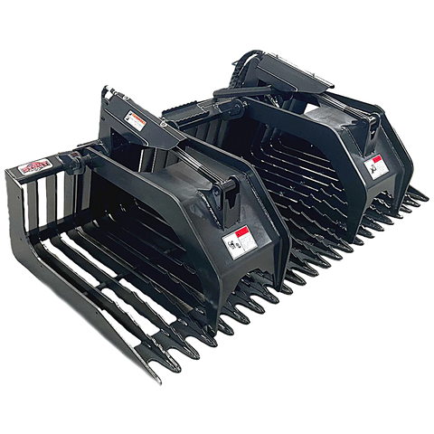 Stout Skid Steer Heavy Duty 3″ Tine Spacing Rock Bucket Grapple | Grade 50 Steel