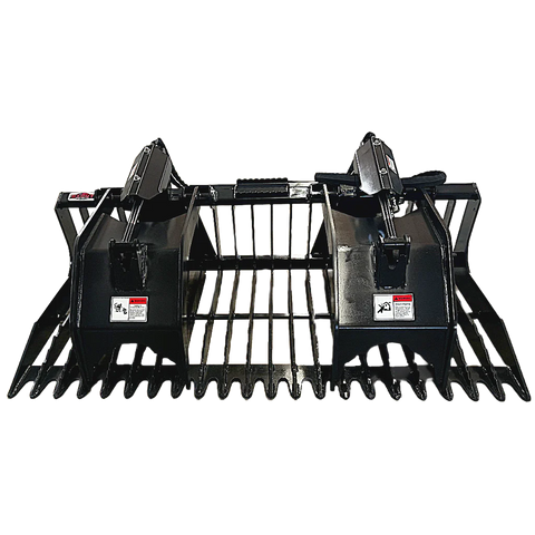 Stout Skid Steer Heavy Duty 3″ Tine Spacing Rock Bucket Grapple | Grade 50 Steel