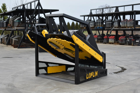 Loflin open-front brush cutter clearing heavy brush
