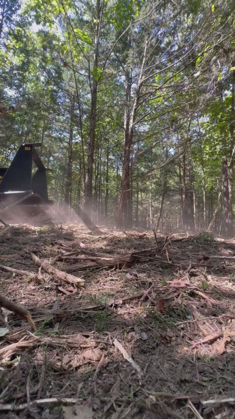 skid steer mulcher clearing dense vegetation