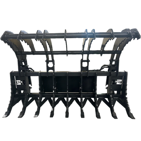 Stout Skid Steer XHD Root Rake Clam Grapple | Single Full-Width Grapple